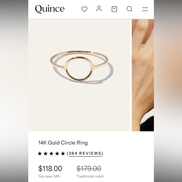 Quince 14K Gold Circle Ring - Picture 1 of 5